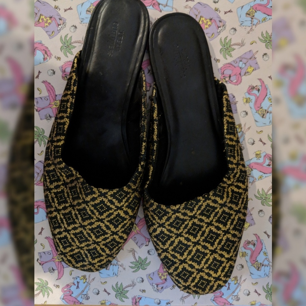 Green and Gold Urban Outfitters Mules